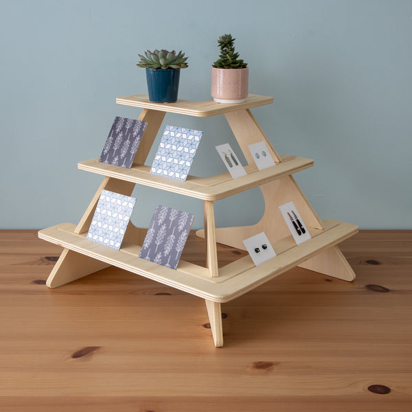 Corner Display Stand with 90 Degree 3 Tier Shelving