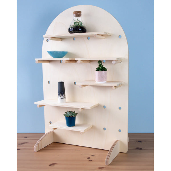 Curved Table Top Pegboard Display Stand