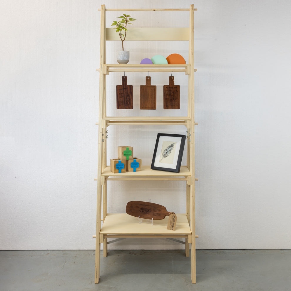 Slimline Retail Ladder Shelving Display Stand with Vertical Back – Dust ...