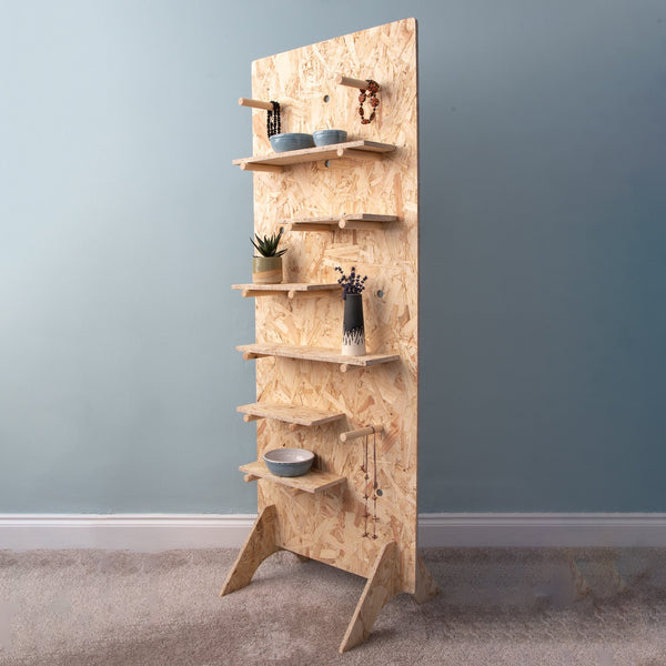 Free-standing OSB Pegboard Display Stand